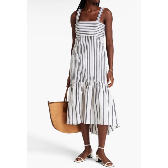 Theory striped tie back asymmetrical dress NEW - Picture 1 of 14